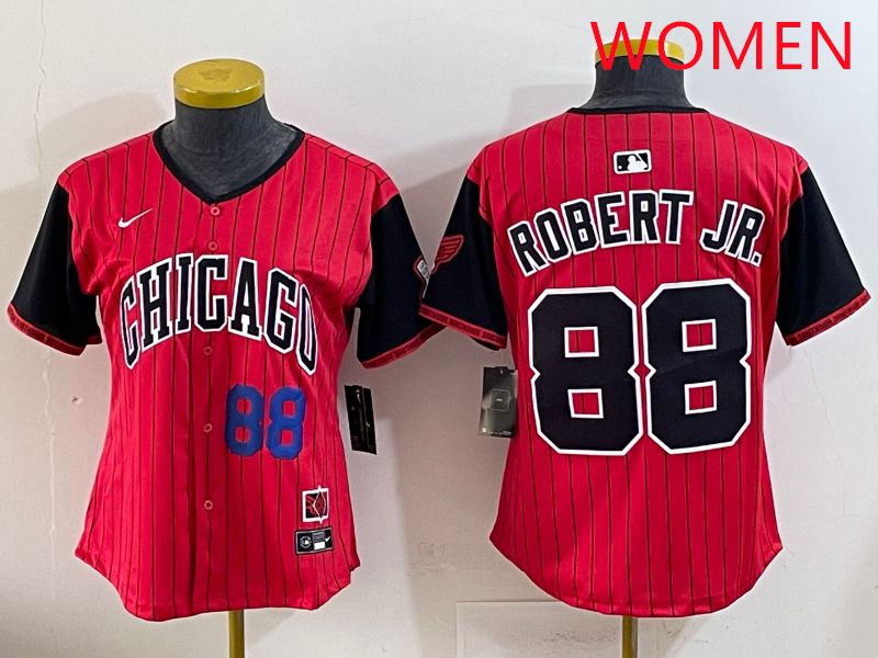 Women 2025 Chicago White Sox #88 Robert jr Red Joint Name Nike MLB Jersey style 17